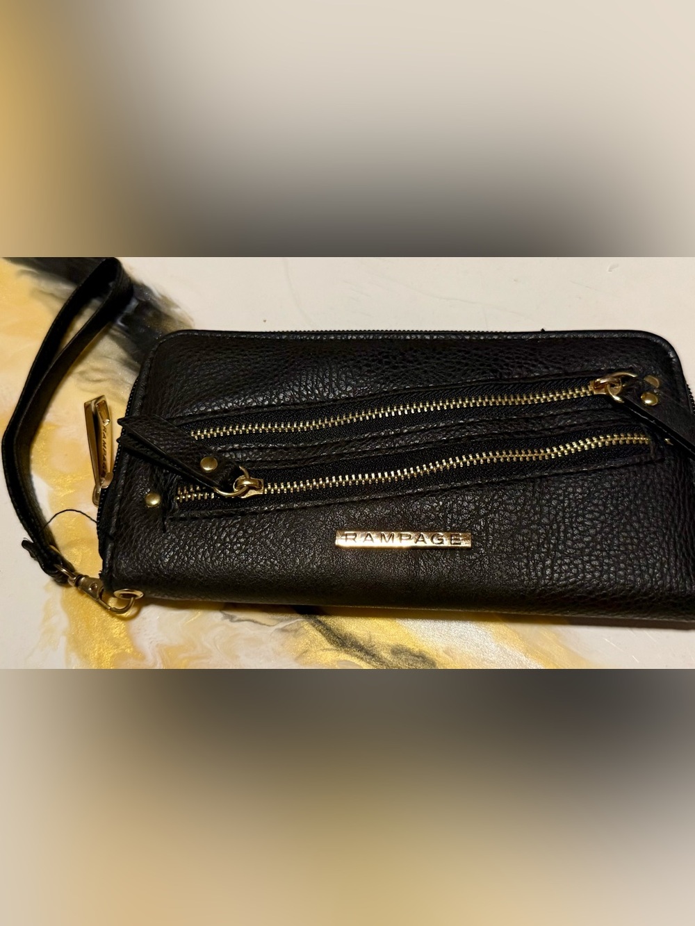 Rampage Black Clutch with Gold Hardware